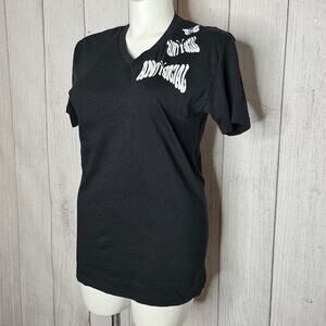 Attic Salt “Antisocial” Butterfly Graphic Tee Black V-Neck, sz Large